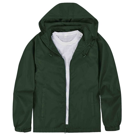 MADHERO Lightweight Waterproof Removable Hood Windbreaker Jacket and Rain Coat Men's L