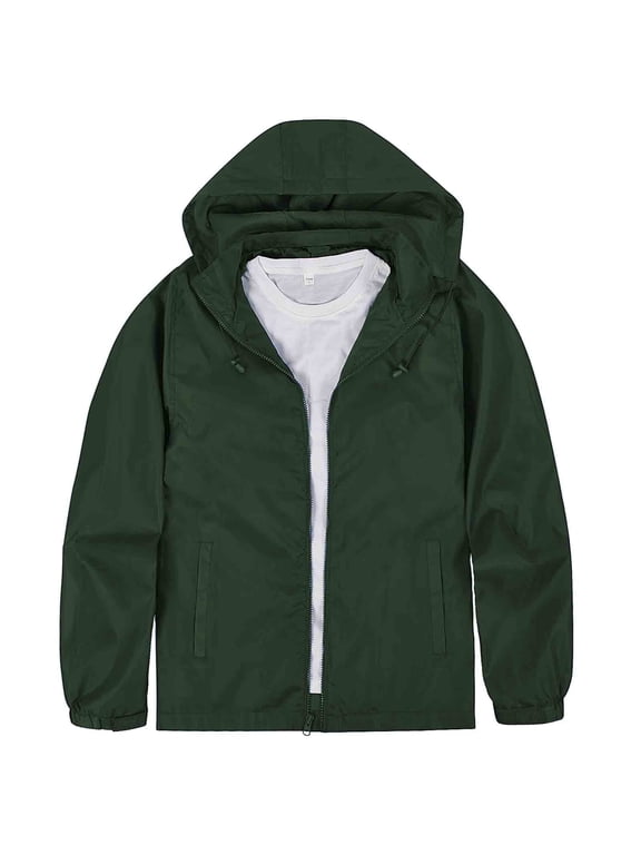 Lightweight Waterproof Removable Hood Windbreaker Jacket and Rain Coat Men's L