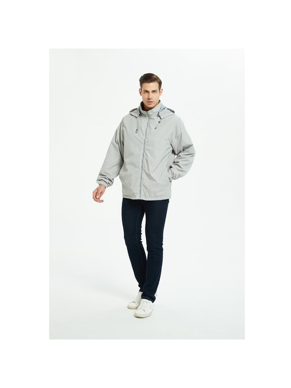 Lightweight Waterproof Removable Hood Windbreaker Jacket and Rain Coat Men's L