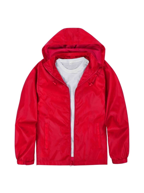Lightweight Waterproof Removable Hood Windbreaker Jacket and Rain Coat Men's XL