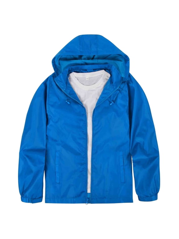 Lightweight Waterproof Removable Hood Windbreaker Jacket and Rain Coat Men's S