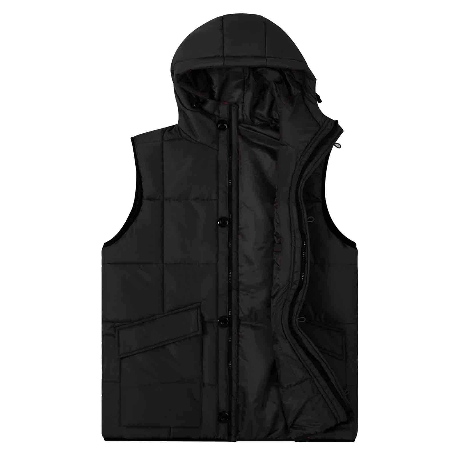 MADHERO Mens Sleeveless Down Alternative Vest Jacket with Hooded ...