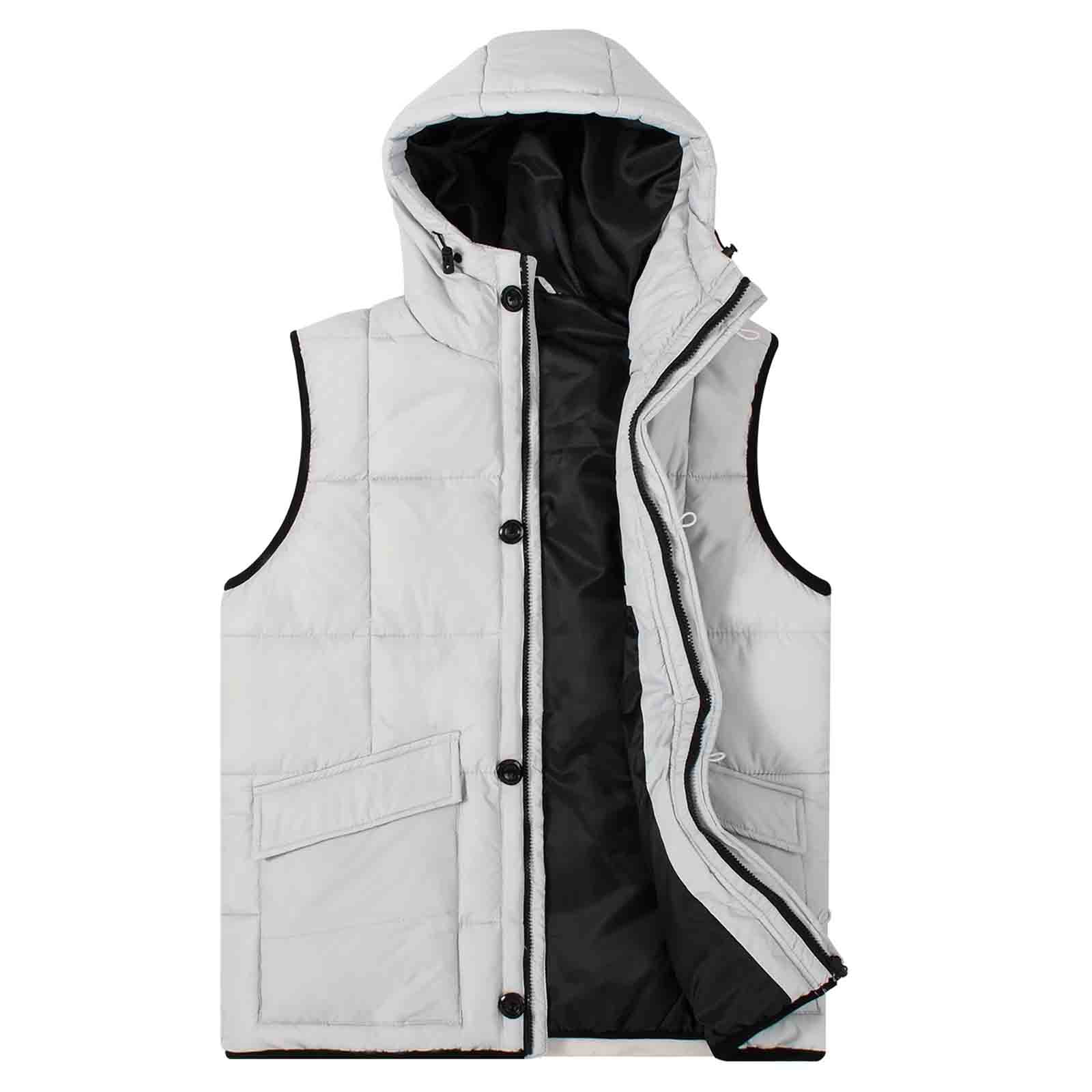 MADHERO Mens Sleeveless Down Alternative Vest Jacket with Hooded ...