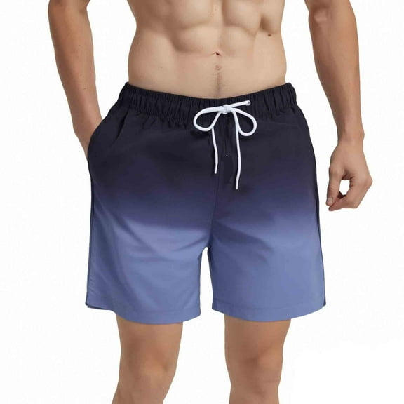 MADHERO Mens Swim Trunks Ombre Quick Dry Beach Shorts with Mesh Lining 5 inch Black Purple Size m