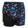 thumbnail image 1 of MADHERO Mens Swim Trunks with Liner 2 in 1 Quick Dry Swimming Shorts Swimwear Black Flamingo Size l, 1 of 6