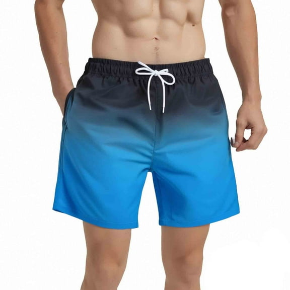 MADHERO Mens Swim Trunks with Elastic Waistband Mesh Lining 5 inch Black Blue Size m