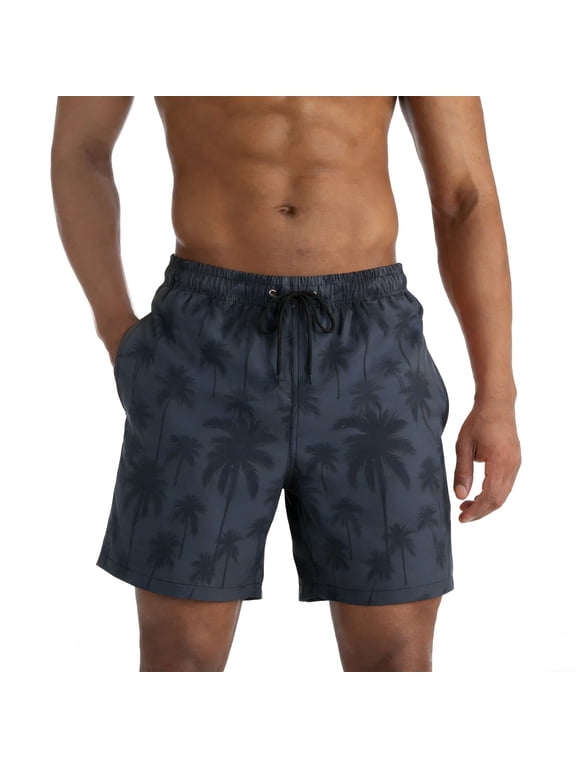 Mens Swim Trunks with Lining Quick Dry Summer Funny Printing Beach Shorts Size L