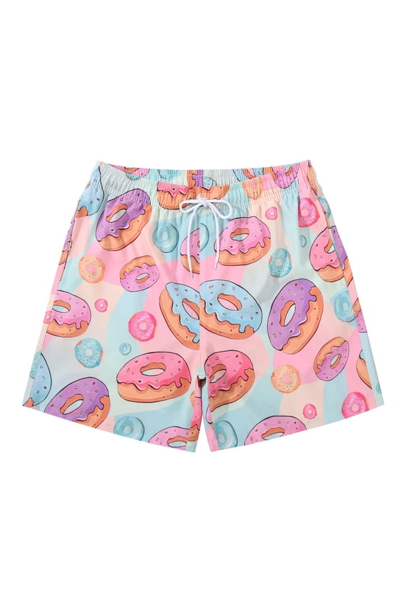 Mens Swim Trunks with Lining Quick Dry Summer Funny Printing Beach Shorts Size M