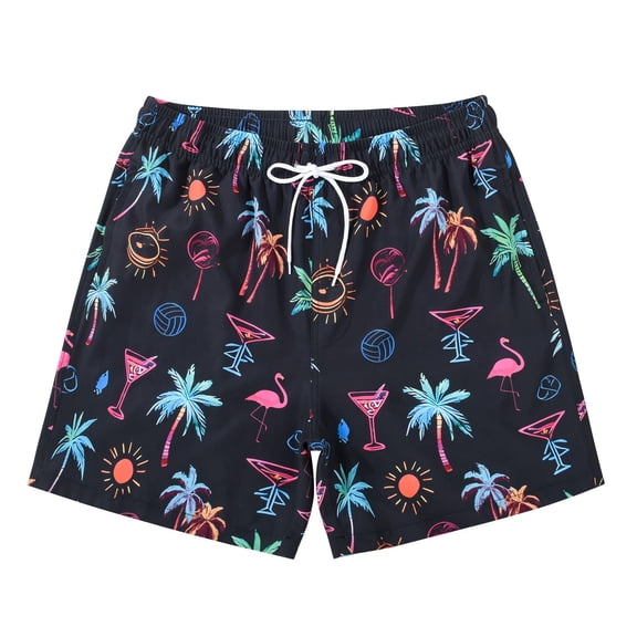 MADHERO Mens Swim Trunks with Lining Quick Dry Summer Funny Printing Beach Shorts Size S
