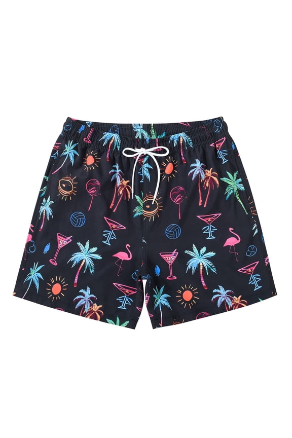 Mens Swim Trunks with Lining Quick Dry Summer Funny Printing Beach Shorts Size XL