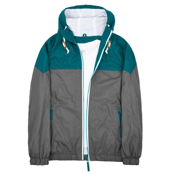 MADHERO Mens Windbreaker Jacket Lightweight Colorblock Retro Wind Breakers Green Grey Size L