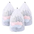 thumbnail image 1 of MADIKA 3 Pack Mesh Laundry Bags with Adjustable Single Shoulder Straps 28" x 26" Sturdy Nylon Material Laundry Liners with Drawstring Closure White, 1 of 7