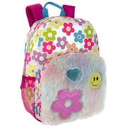 17 Inch Fun Printed Groovy Floral Plush Backpack for Travel and Commuting