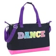 thumbnail image 1 of MADISON & DAKOTA Girls Dance Duffle Bag for Ballet, Dance, Dancewear, Clothing, Dresses, Skirts, Tutus, Tights, Stockings, Shoes and Accessories in Black Rainbow with Glitter and Tote Handles, 1 of 7