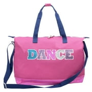 MADISON & DAKOTA Girls Dance Duffle Bag for Ballet, Dance, Dancewear, Clothing, Dresses, Skirts, Tutus, Tights, Stockings, Shoes and Accessories in Pink with Glitter and Tote Straps