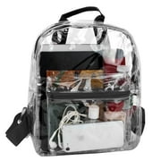 MADISON & DAKOTA Unisex Clear Mini Backpacks for Beach, Travel, Stadium Approved Bag with Adjustable Straps - Black (10” x 4.25” x 10”)