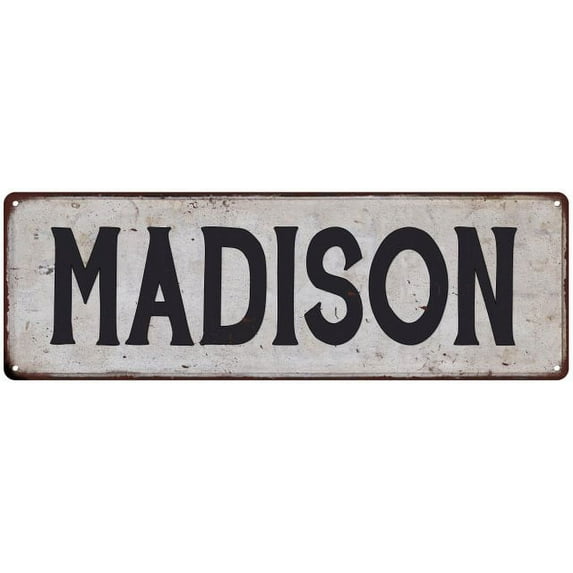 MADISON Vintage Look Rustic Metal City State Sign 8 x 24 Matte Finish Metal 108240041125
