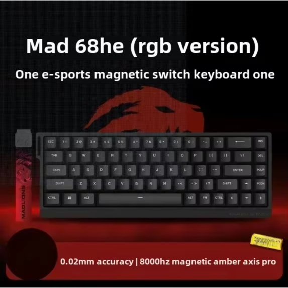 MADLIONS MAD 60/68HE Gaming Magnetic Switch Keyboard 61/68 Key Wired Custom Web Drive Return RT Adjustable Keystroke HotSwap