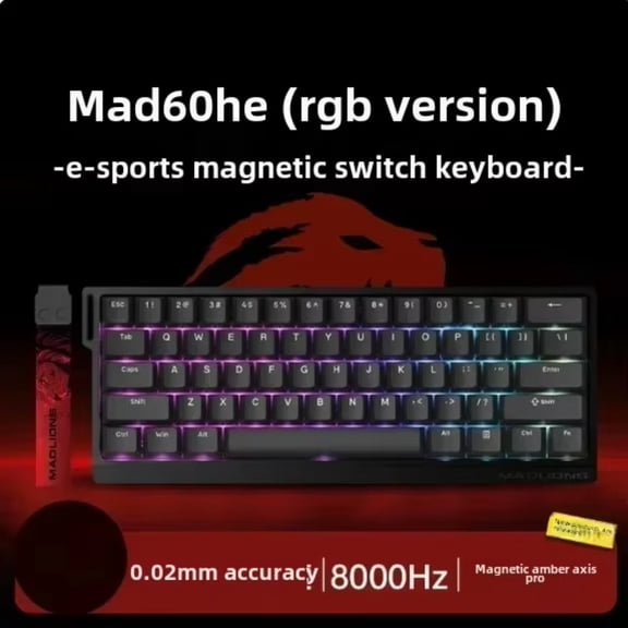 MADLIONS MAD 60/68HE Gaming Magnetic Switch Keyboard 61/68 Key Wired Custom Web Drive Return RT Adjustable Keystroke HotSwap