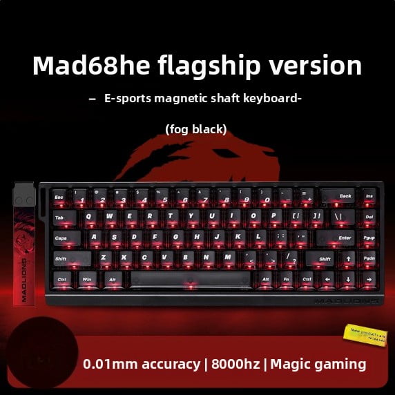 MADLIONS MAD 60/68HE Gaming Magnetic Switch Keyboard 61/68 Key Wired Custom Web Drive Return RT Adjustable Keystroke HotSwap