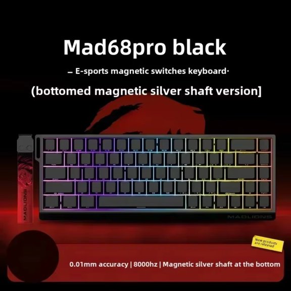 MADLIONS MAD 60/68HE Gaming Magnetic Switch Keyboard 61/68 Key Wired Custom Web Drive Return RT Adjustable Keystroke HotSwap
