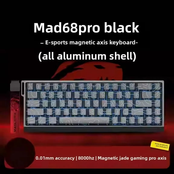 MADLIONS MAD 60/68HE Gaming Magnetic Switch Keyboard 61/68 Key Wired Custom Web Drive Return RT Adjustable Keystroke HotSwap
