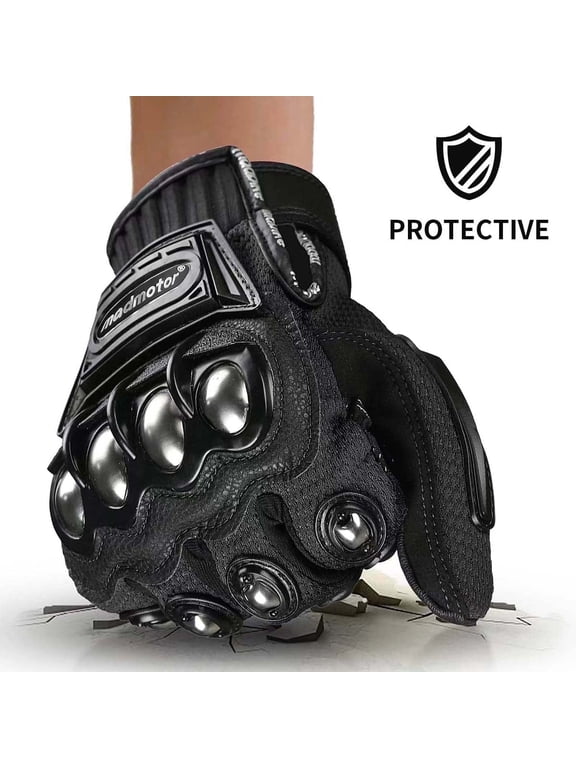 Reinforced Safety Gloves with Breathable, Adjustable Features - Black, M Motorcycle and Powersports, 1 Pair