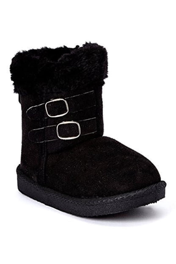 Jr. Girls BLACK Warm Winter Faux-Fur Lined Kids Boots
