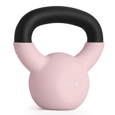 MADOG 10LB Neoprene Coated Cast Iron Kettlebell, Smooth Handle Weight for Full Body Workout, Strength Training Equipment, Pink