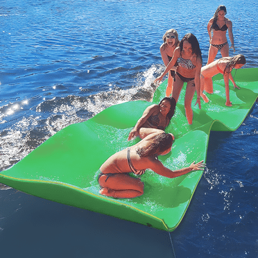 MADOG 18'x6' Water Floating Mat Foam Pad, Bouncy Tear-Resistant XPE Foam, Roll-Up Floating River Raft for Pool Ocean Outdoor Water Activities, Green
