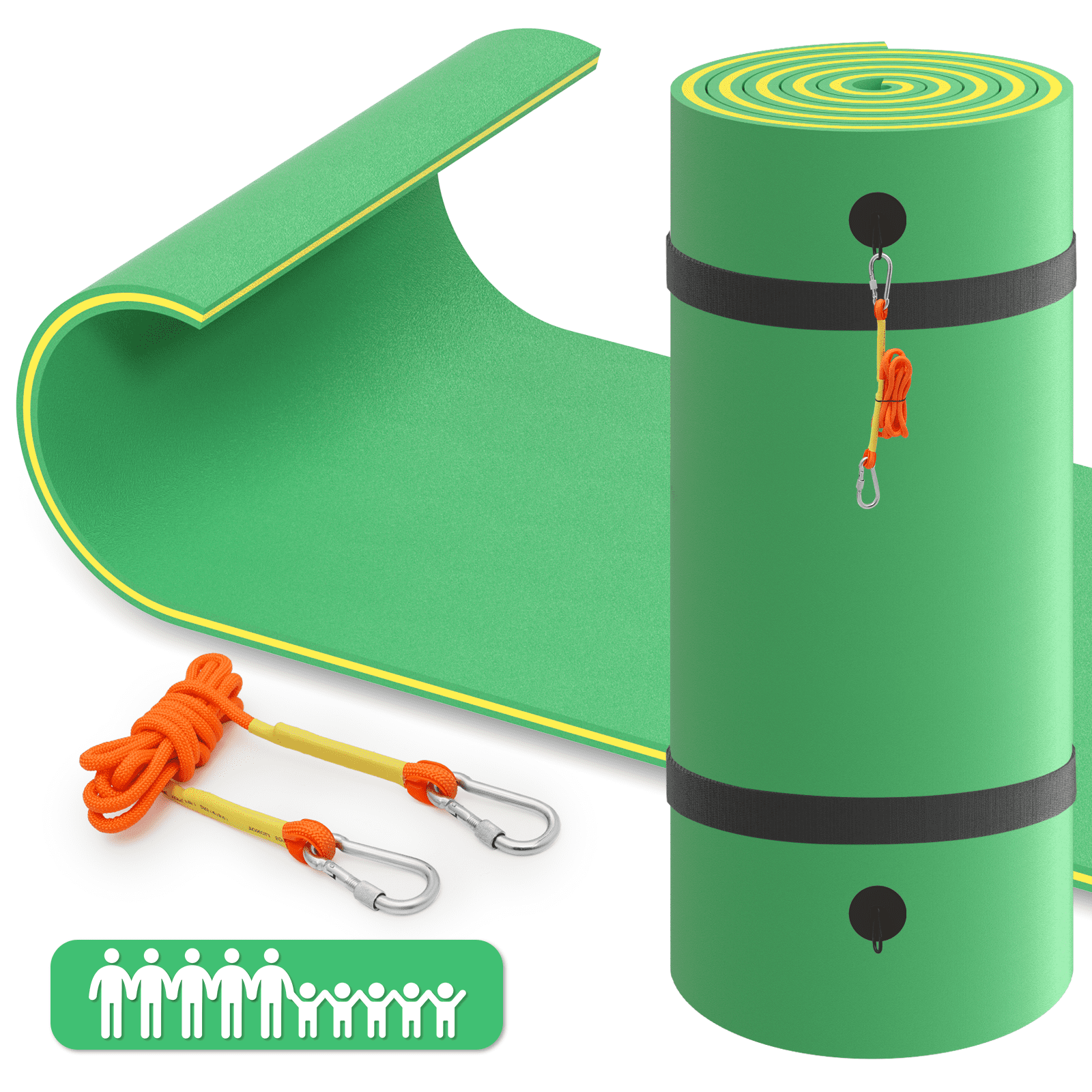 18' Green Tear-Resistant XPE Foam Floating Water Mat
