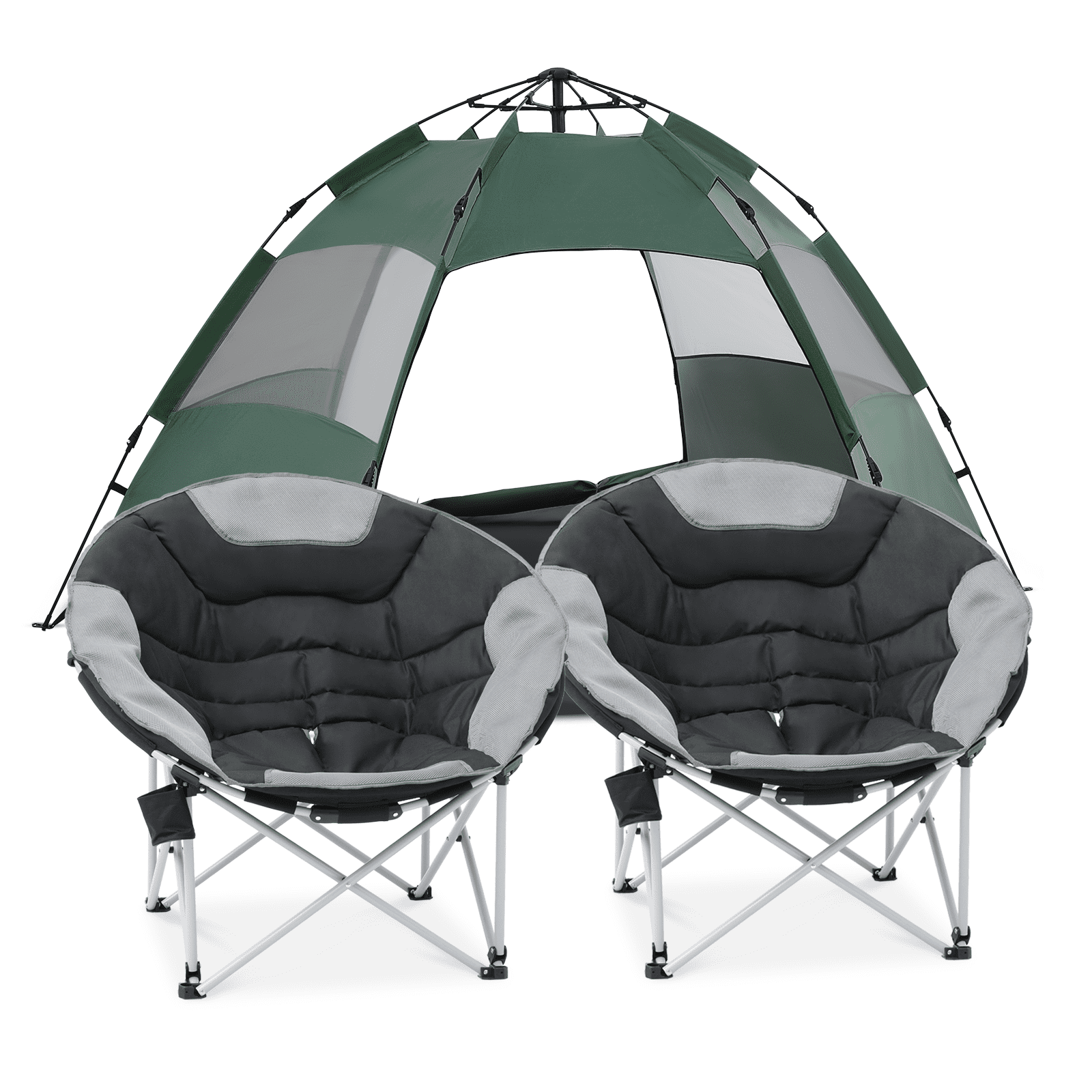 MADOG 4-Person Dome Tent with Folding Oversized Camping Chairs