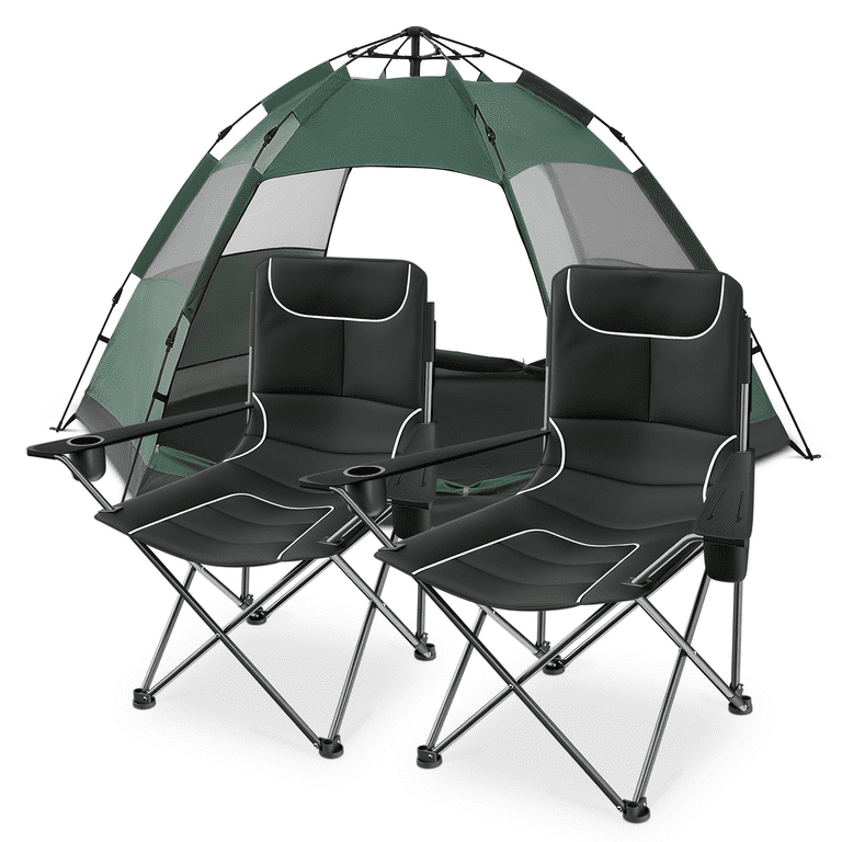 MADOG 3 Piece Camping Tent Chairs Set 4 Person Dome Tent and 2