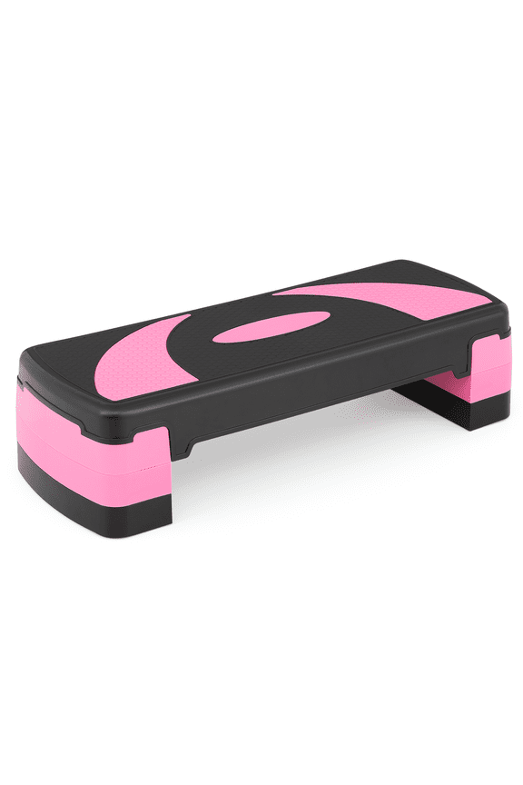 31" Aerobic Stepper with Risers, Adjustable Height Workout Exercise Step Platform Trainer for Home Gym Fitness, Pink