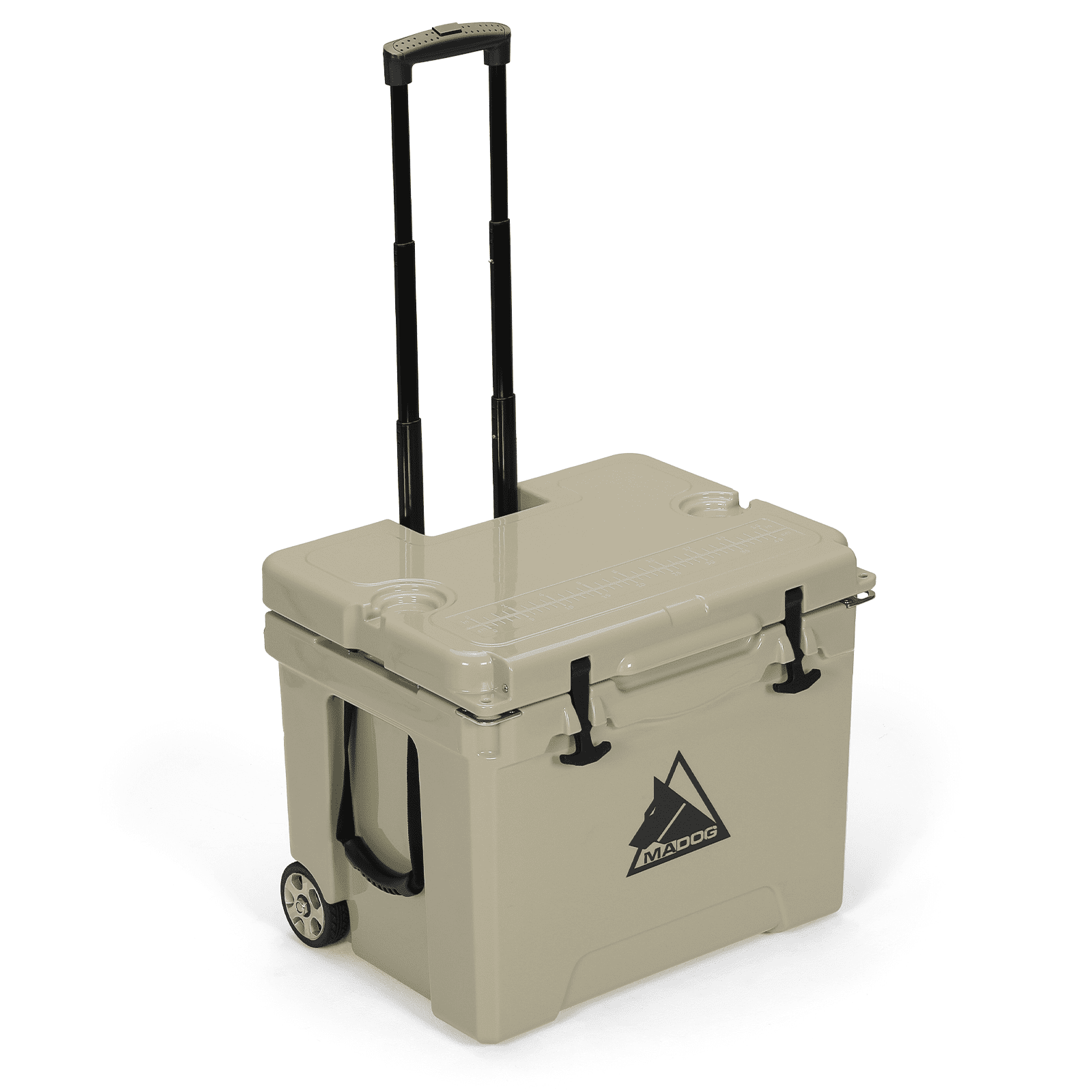 MADOG 42 Quart Towable Ice Chest with Cup Holder and Wheels, Holds Up to 72 Cans, Outdoor Picnic Camping Hard Cooler, Khaki