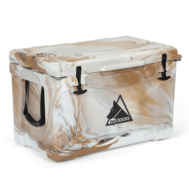 MADOG 50 Quart Portable Insulated Ice Chest with Cup Holder, Holds Up to 76 Cans, Outdoor Picnic Camping Hard Cooler, Yellow/Camouflage
