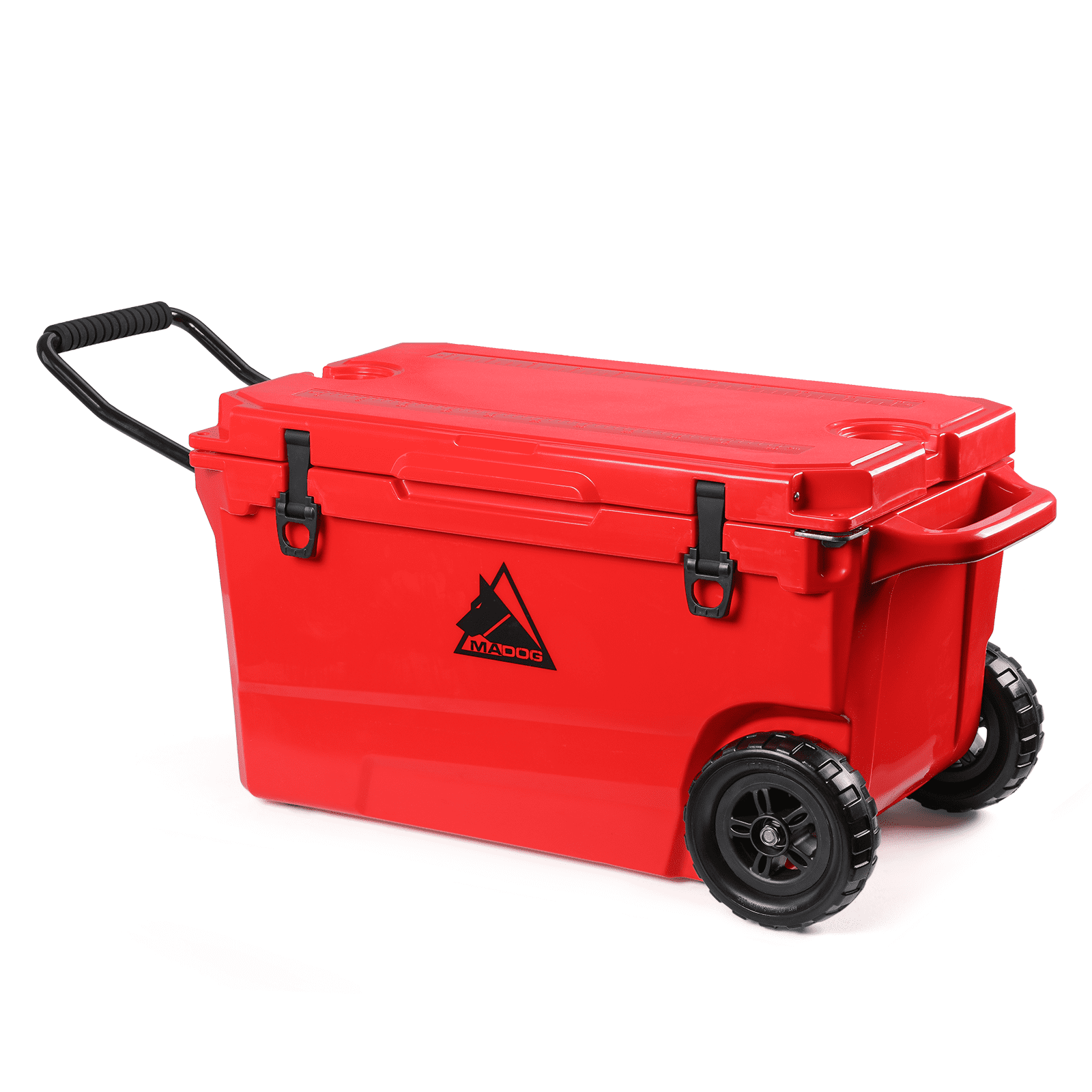 MADOG 58 Quart 102 Cans Portable Insulated Ice Cooler with Cup Holder, Wheeled Cooler for Backyard Camping Beach, Red