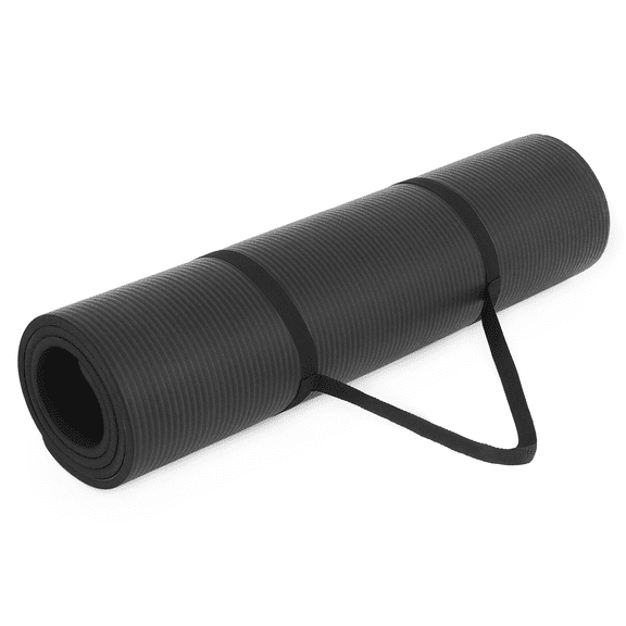 MADOG 73x32" Thick Yoga Mat Floor Pad, High Density Foam Exercise Yoga Mat Anti-Tear with Carrying Strap, Black