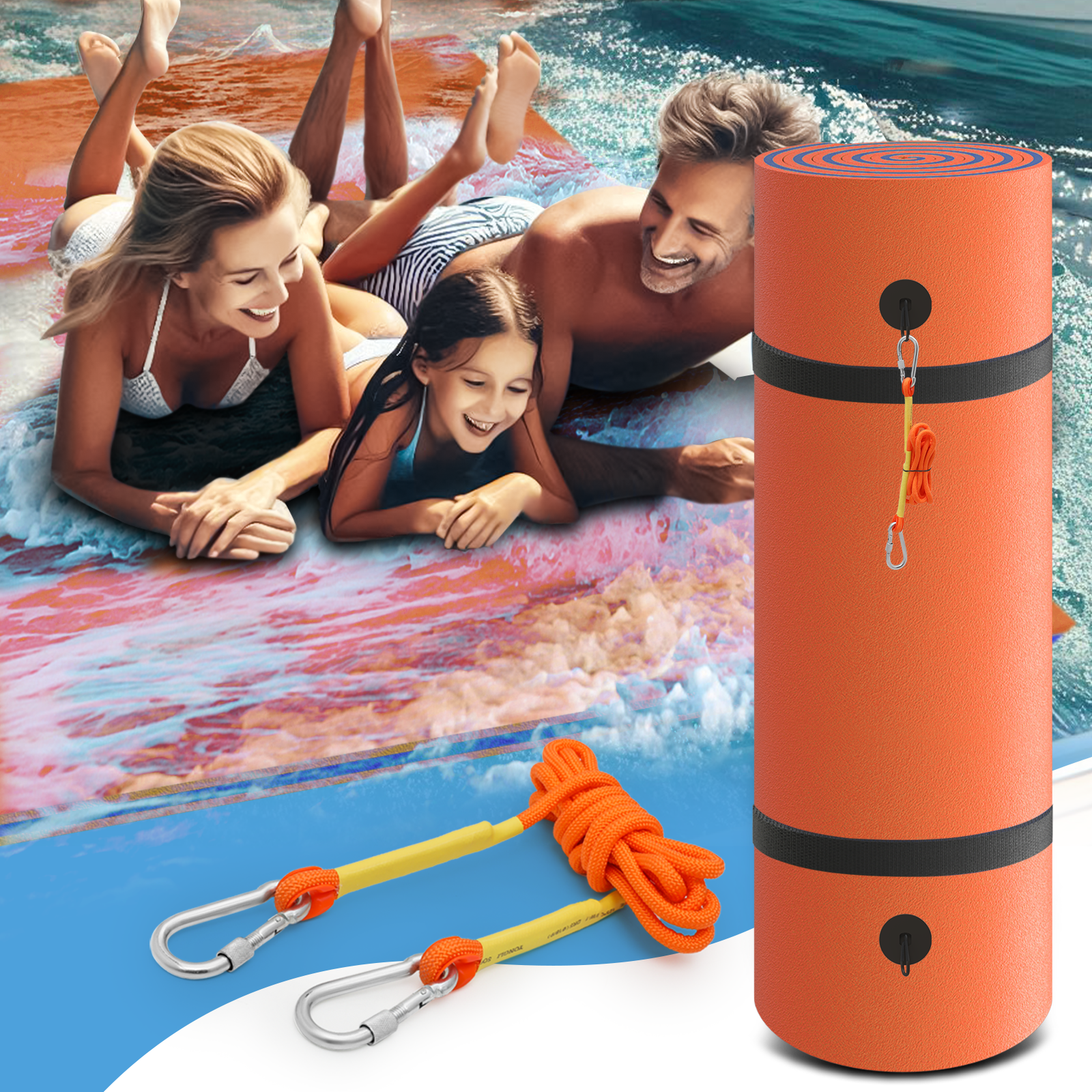 MADOG 8'x6' Large Swim Water Floating Mat, 3-Layer XPE Foam, Tear ...