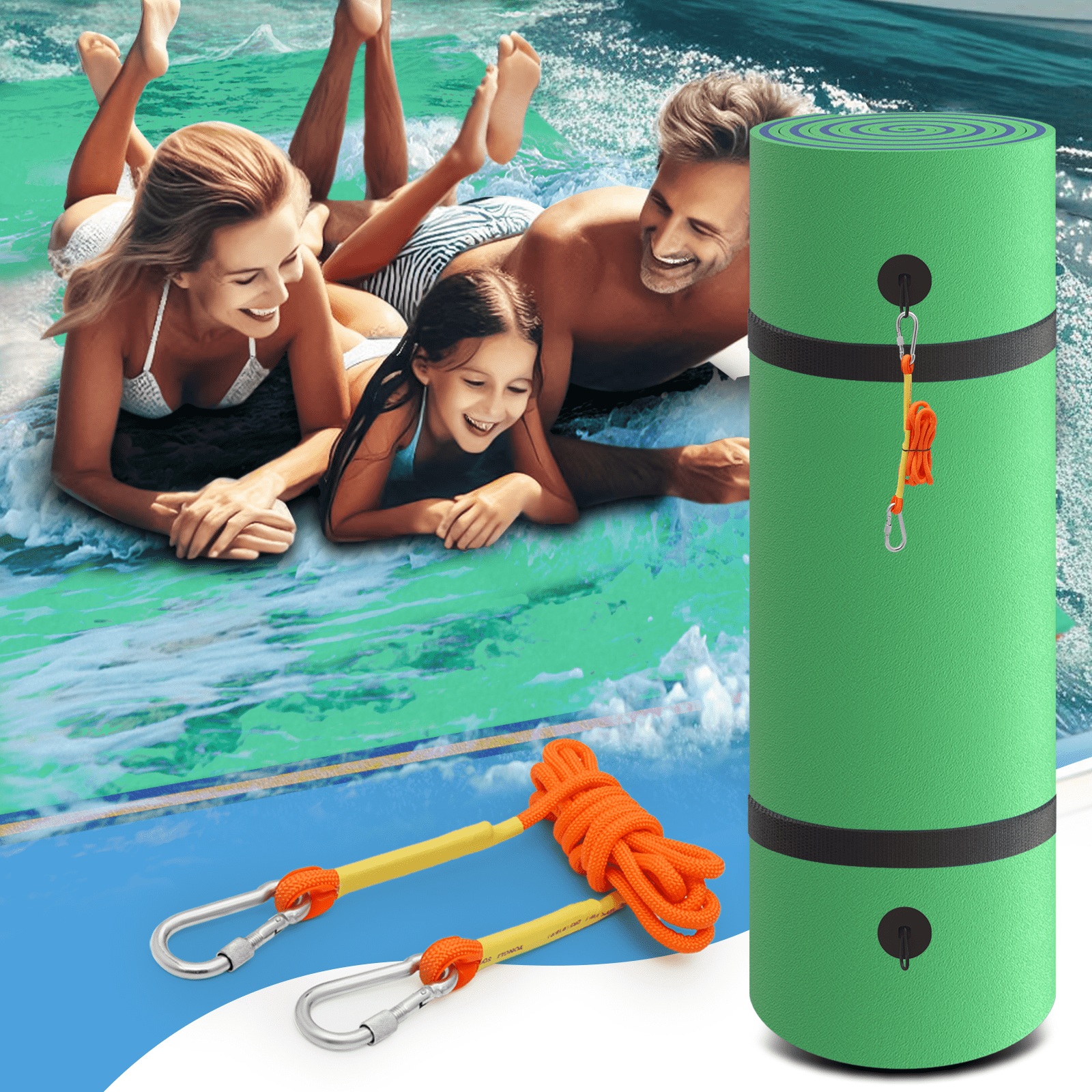 Green 8x6FT Tear-Resistant XPE Foam Floating Water Mat