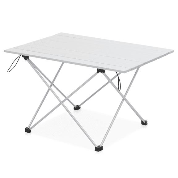 MADOG Aluminum Foldable Camping Table, Portable Folding Camp Table with Fold Up Tabletop and Carry Bag for Picnic Backpacking Beach BBQ Cooking, Silver