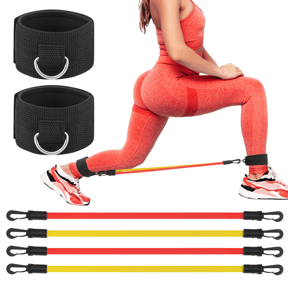MADOG Ankle Resistance Bands with Cuffs, Ankle Tube Straps, Ankle Strap with Exercise Bands for Butt Lift, Training Workout Equipment