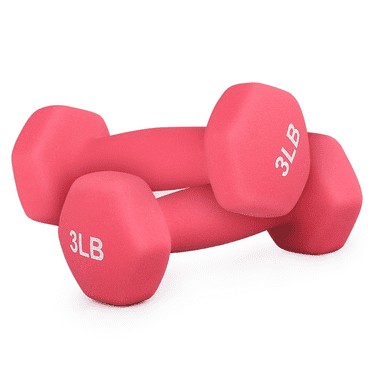 MADOG Anti-Roll, Non-Slip, Hexagon Shaped, Neoprene Coated Dumbbells, Burgundy,3 Lb, Pair