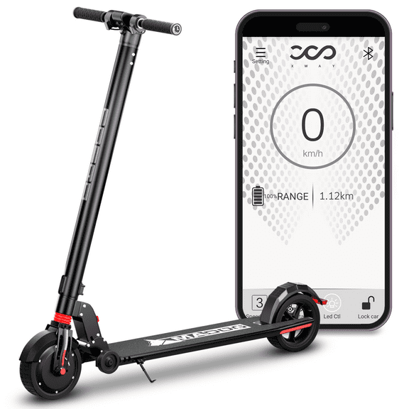 MADOG Electric Scooter, Up to 16 Miles Long-Range and 19 MPH Portable Folding Commuting Scooter for Adults with Double Braking System and App, Black