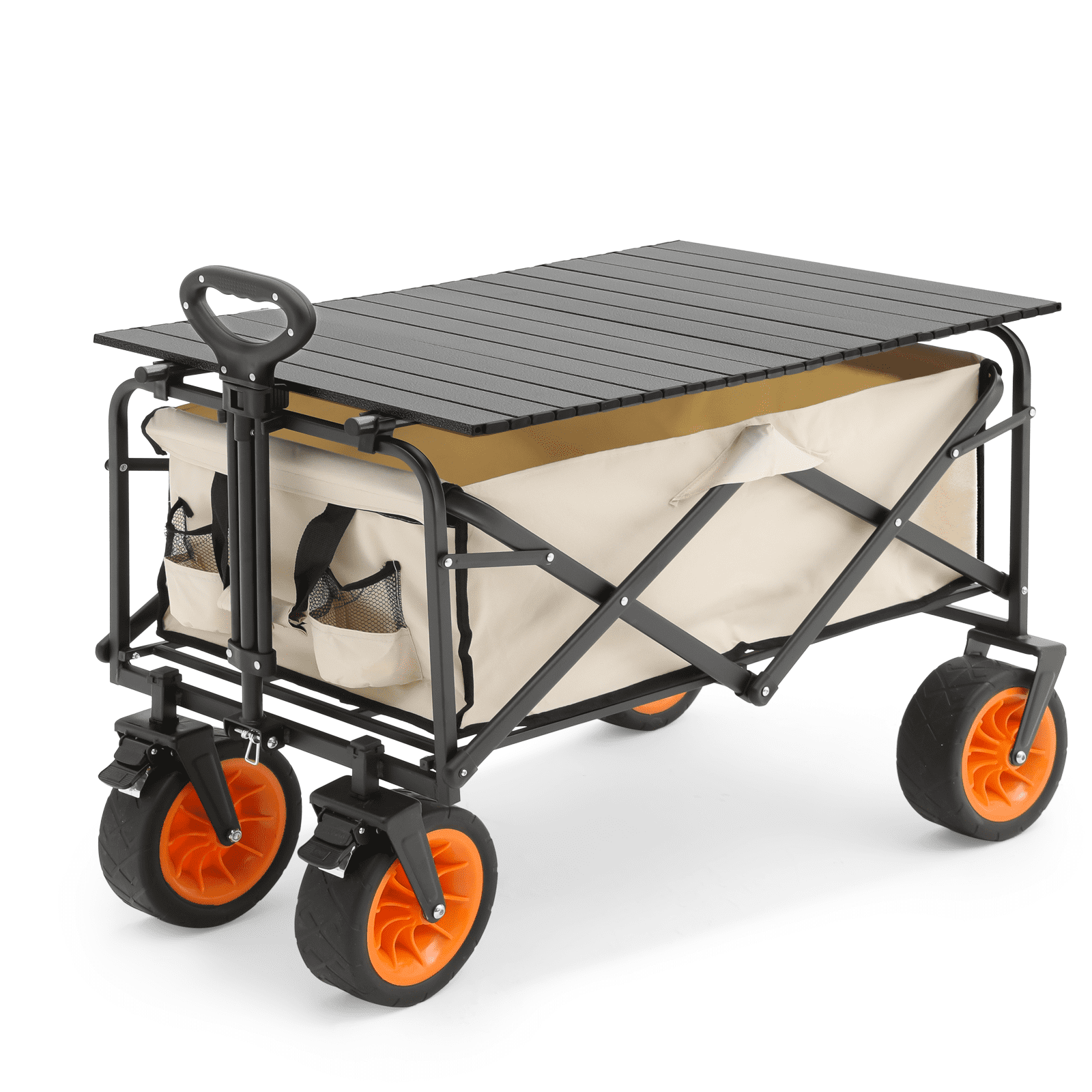 VEVOR Beach Carts for the Sand, w/ 10 PVC Balloon Wheels, 165LBS Loading  Capacity Folding Sand Cart & 31.1'' to 49.6'' Adjustable Height, Heavy Duty