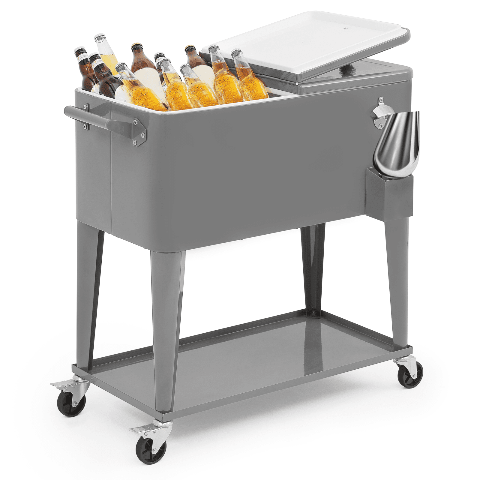 MADOG Rolling Cooler Cart 80 Quart, Ice Chest Cart Trolley with Wheels Outdoor Beverage Cooler