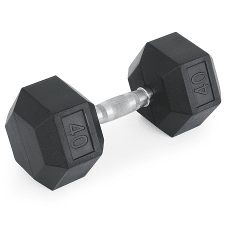 MADOG Rubber Coated Hex Dumbbell 40 LB Single with Ergonomic Steel Handle, Strength Training, Full Body Functional Workouts