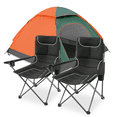 thumbnail image 1 of MADOG Set of 3 Backpacking Camping Tent + Chairs, 2 Person Dome Tent and 2 Foldable Camping Chairs Combo with Cooler Bag and Cup Holder for Hiking Traveling, Green/Orange, 1 of 10