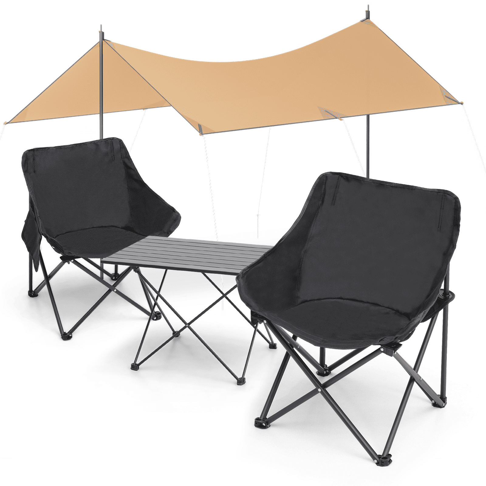 MADOG Set of 4 Camping Tent Tarp + Chairs + Table, 10 Person Tent Shelter  with 2 Foldable Camping Chairs and Roll Up Table Set for Backpacking