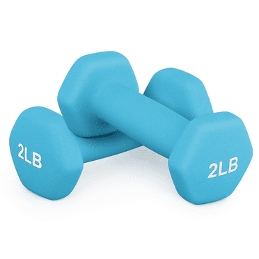 MADOG Neoprene Non-Slip Grip Coated Dumbbell Hand Weights Set of 2, Blue 2 lb
